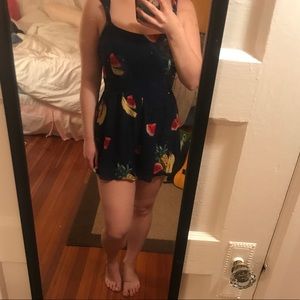 Blue romper with cute fruit print